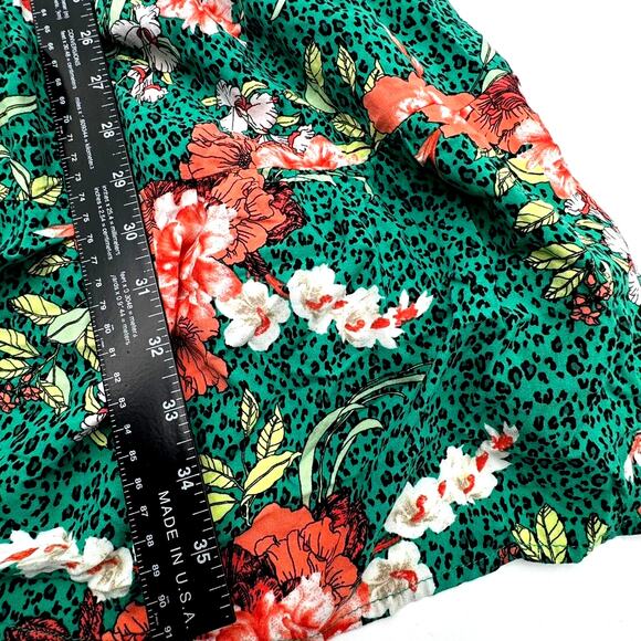 TORRID 3X Green Floral Leopard Print Midi Dress Sleeveless Tiered Ruffle Pockets - Picture 8 of 9